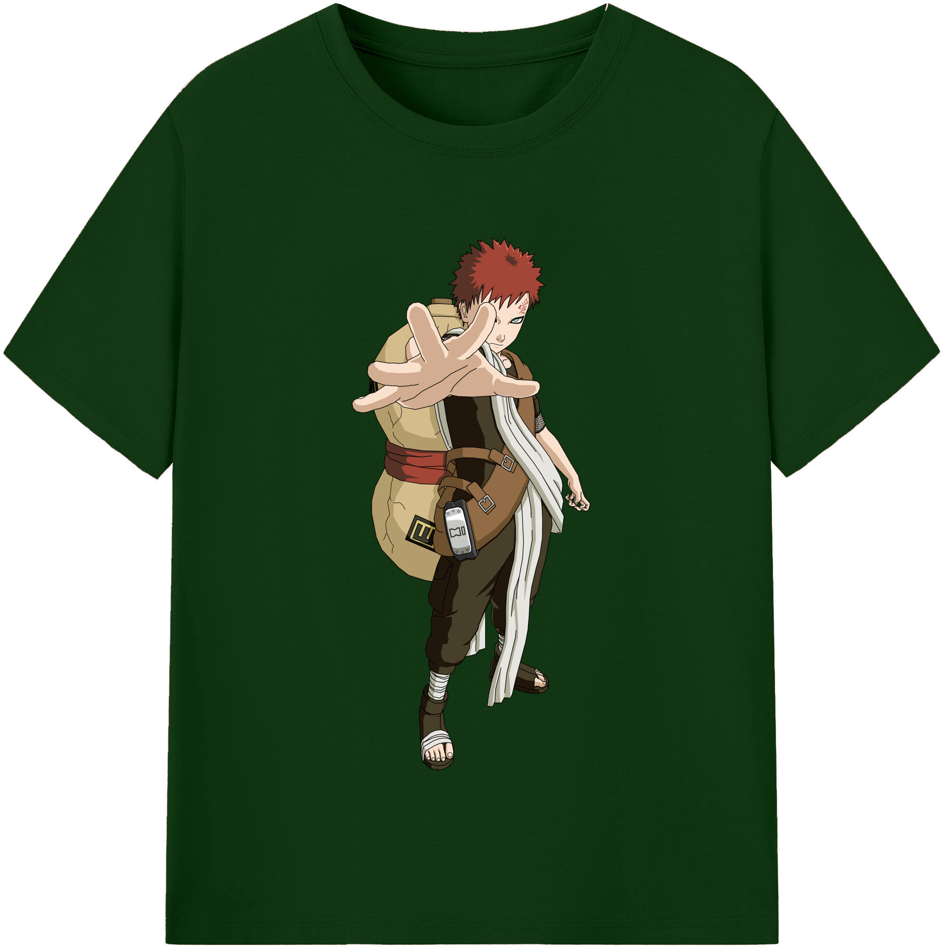 （画像用） NARUTO -ナルト- ガアラ Gaara 綿100％半袖Tシャツ（フロントプリント）